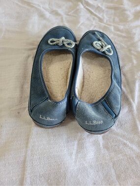L.L. Bean Girls Navy Blue Slip-On Ballet Flats with Bow